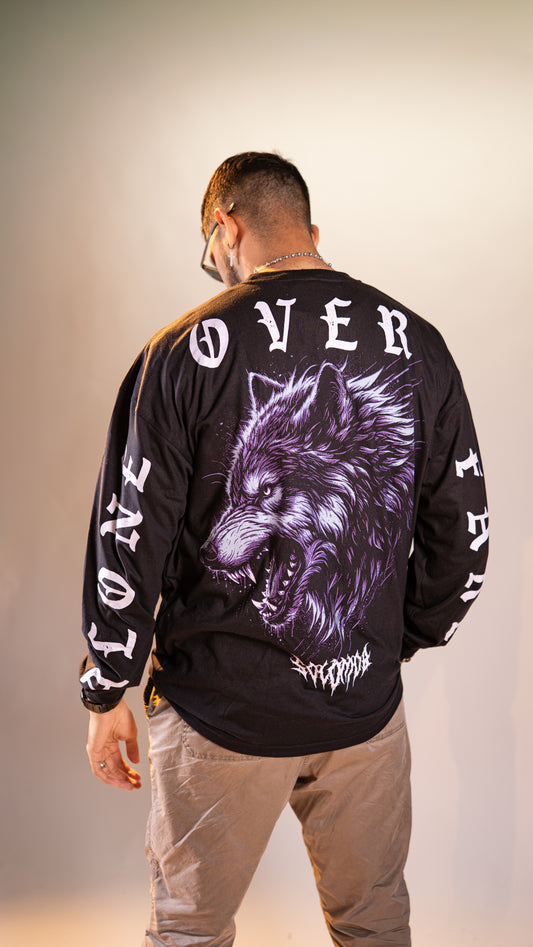 Alone Over Fake Wolf Long Sleeve Tee